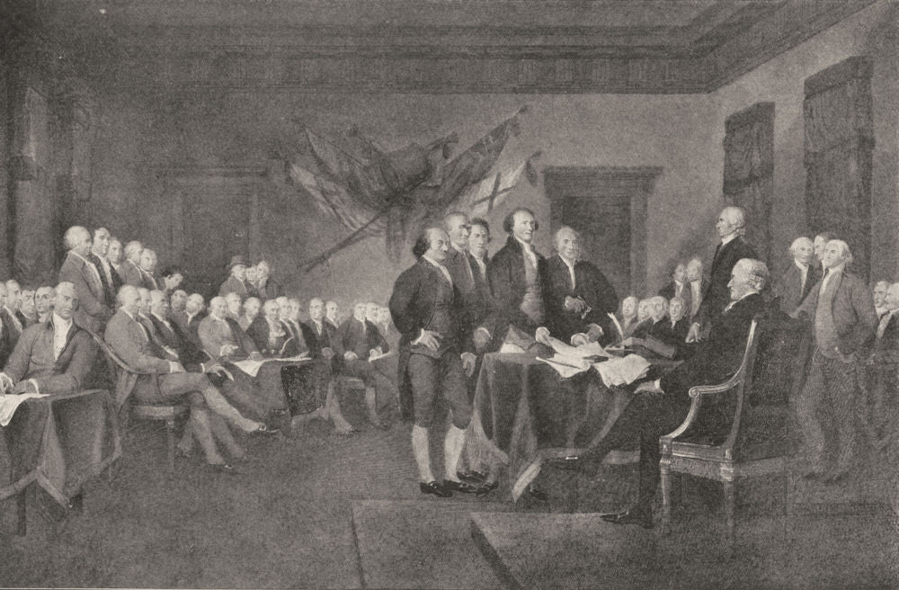POLITICS. Signing of the Declaration of Independence 1907 old antique print